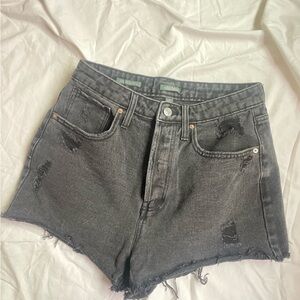 Black Distressed Denim Shorts